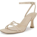 Lacigo Womens Size 7.5 Tan 3.5" Heel Ankle Strap Slingback Strappy Sandal Shoes