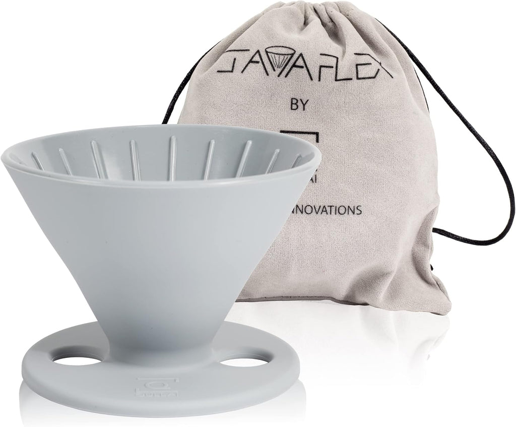 The Original Javaflex Premium Foldable Silicone Pour over Coffee Maker and Storage Pouch. Uses #2 V60 Cone Coffee Filters
