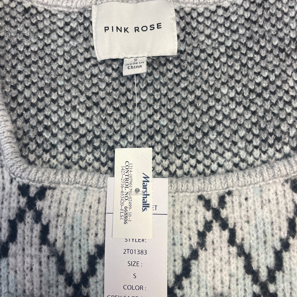 New Pink Rose Womens Small Sleeveless Argyle Polyester Blend Tank Top Sweater