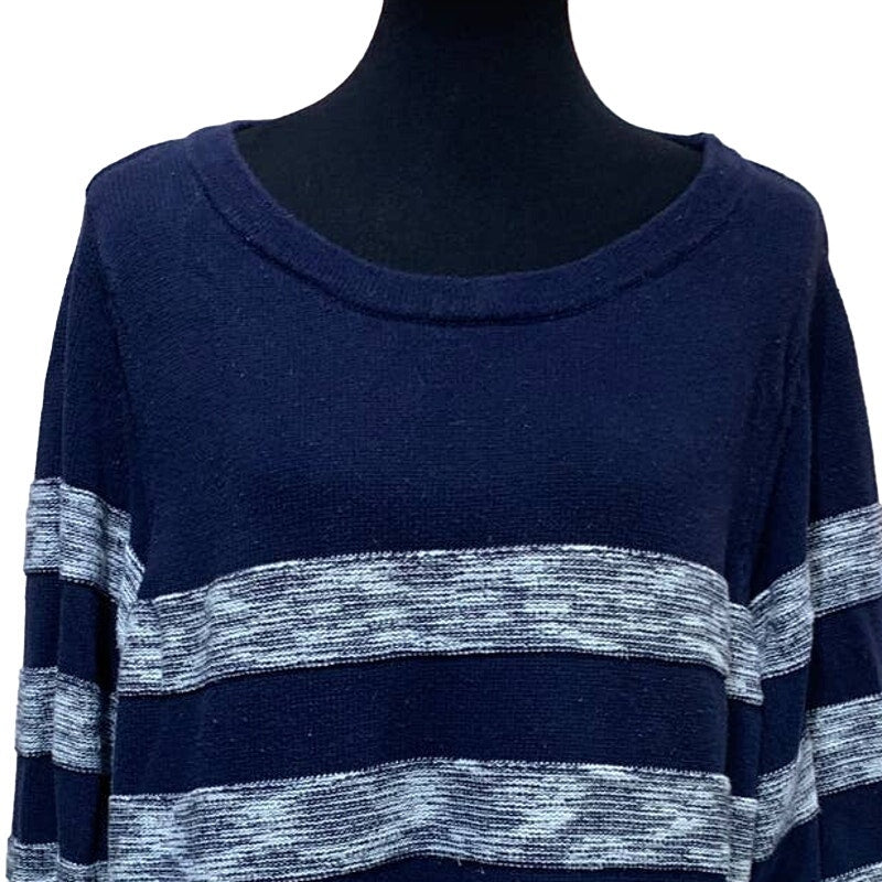 Croft & Barrow Woman 3X 3/4 Sleeve Striped Crew Neck Cotton Knit Sweater