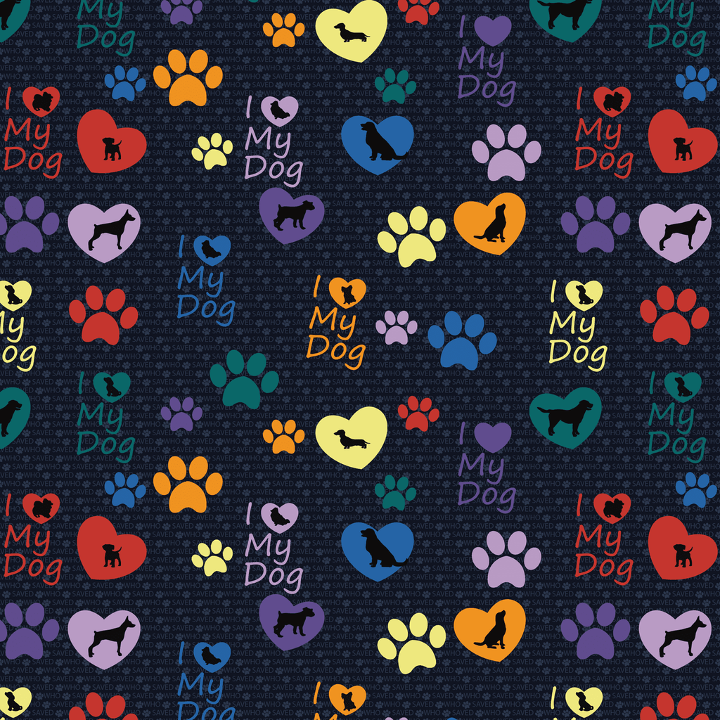 Dog Love Capri Leggings with Hearts and Paw Prints Small Print- Fur Baby - Dog Rescue