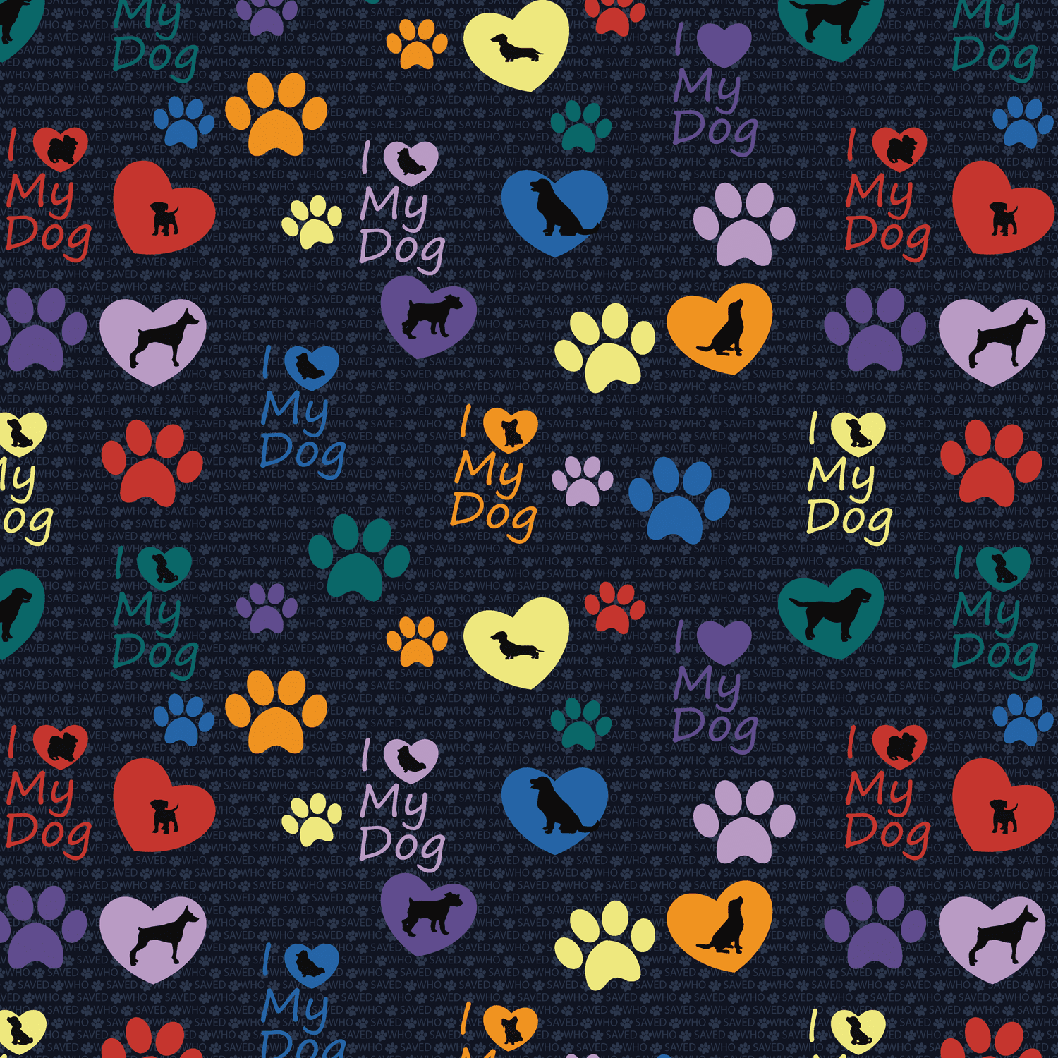 Dog Love Capri Leggings with Hearts and Paw Prints Small Print- Fur Baby - Dog Rescue