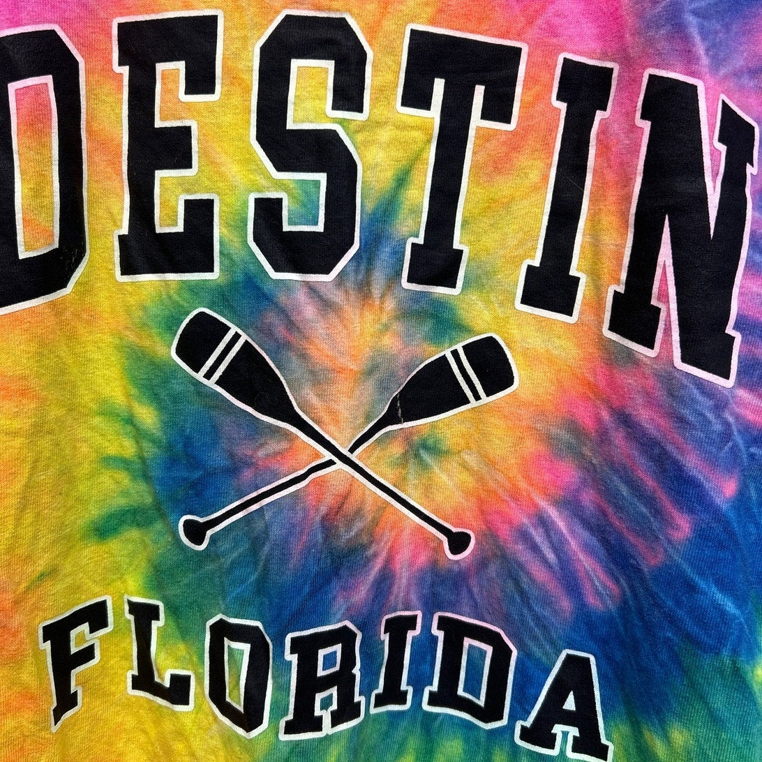 Destin Florida Youth Large Short Sleeve Cotton Tie Dyed Crew Neck Tee Shirt