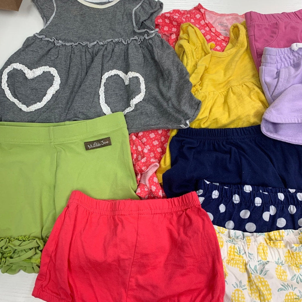16 Baby Girls 12 Months One Pieces Outfits Shorts Tops Dresses Clothes Lot