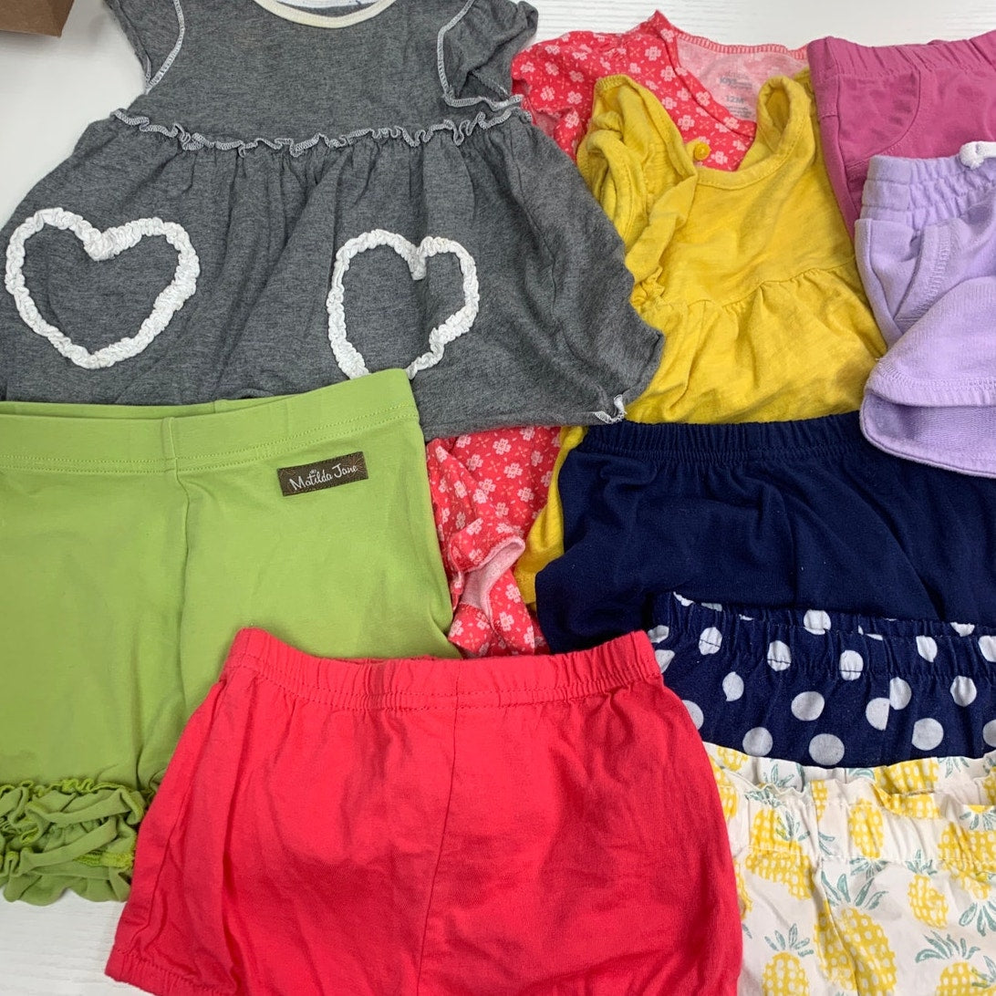 16 Baby Girls 12 Months One Pieces Outfits Shorts Tops Dresses Clothes Lot