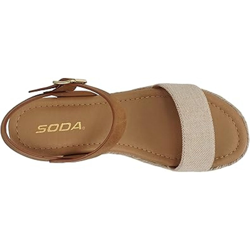Soda Womens Size 6.5 Open Toe Ankle Strap 2.5" Platform Espadrille Sandal Shoes