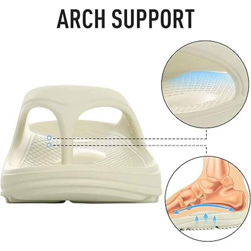 Shevalues Womens Size 11.5 Cream Thong Orthopedic Arch Support Sandal Shoes