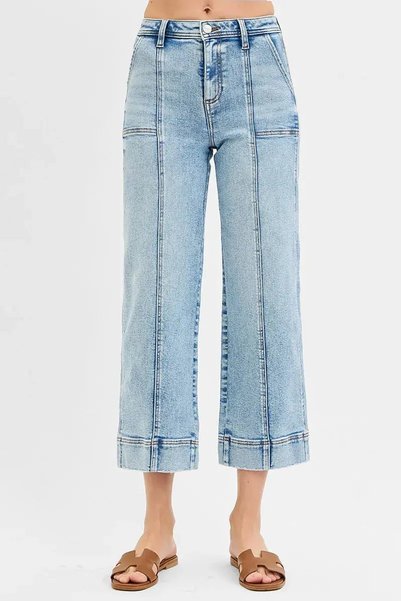 High-Rise Crop Wide-Leg Front-Seam RISEN Jeans – Full & Plus Size