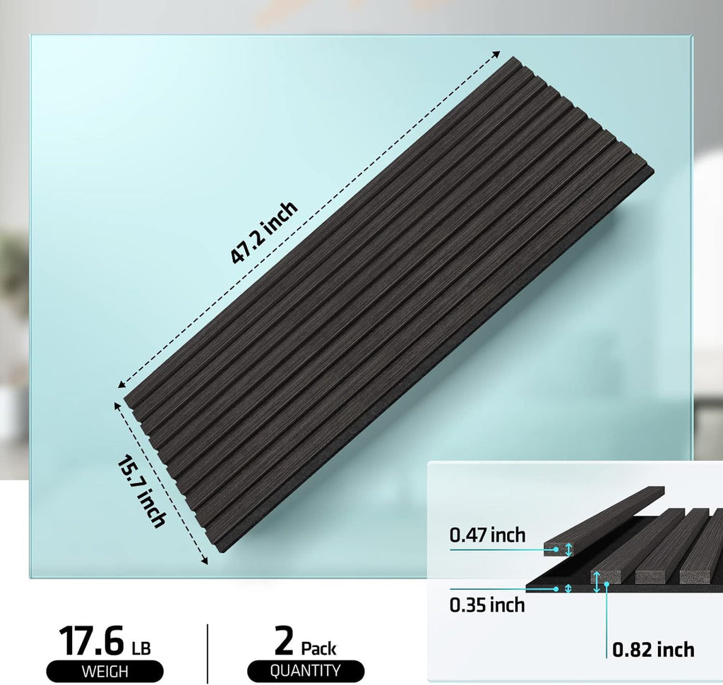 UMIACOUSTICS Wood Wall Panels, 2 PCS Diffusion Panels, 47.2" x 15.7" Sound Proof Panels for Home Office Cinema (Ebony)