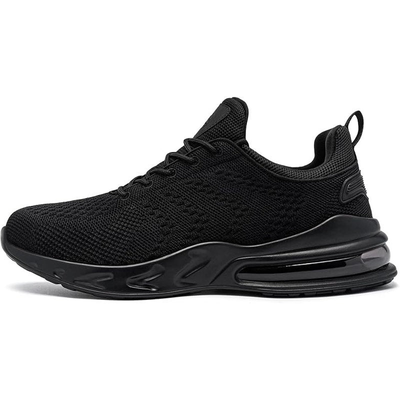 Larnmern Mens 9W Wide Black Lace Up Non Slip Air Cushioned Waterproof Work Shoes