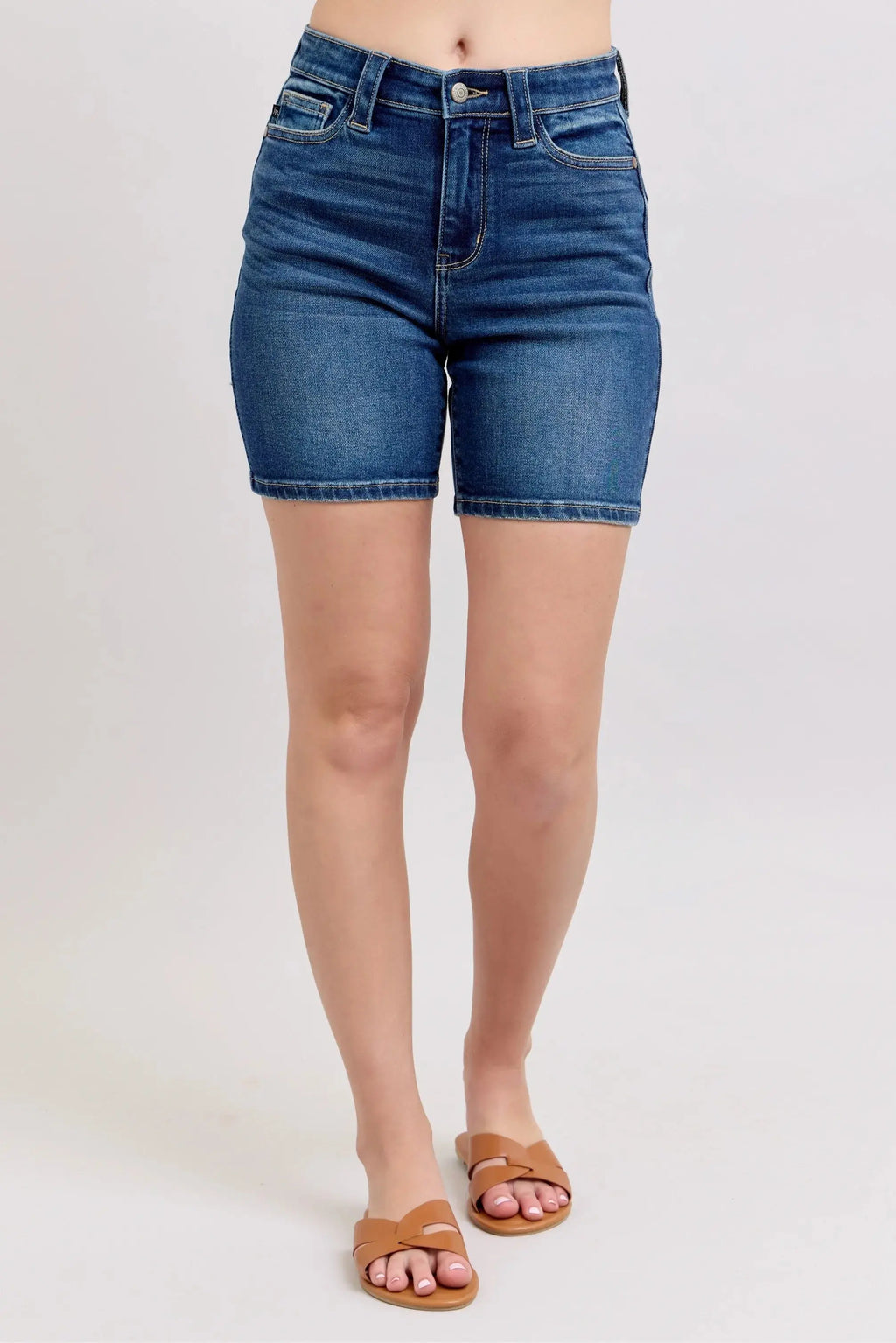 Full Size High Waist Bermuda Shorts by Judy Blue Jeans w/ Back Flap Pockets