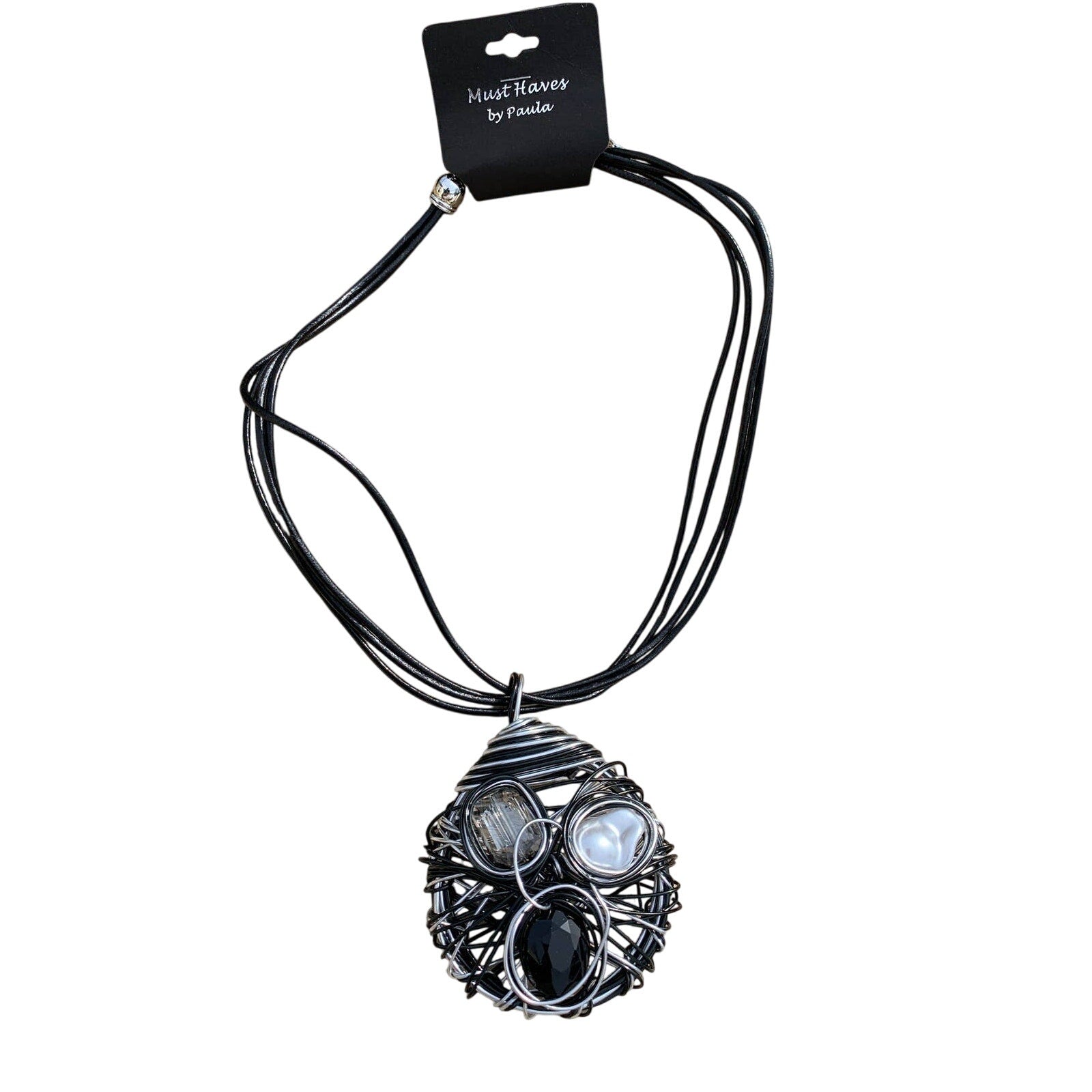 New Faux Pearl Bead Wired Corded Lightweight Statement Necklace in Red Gift Box