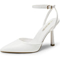 Deam Pairs Womens Size 8 White Pointy Toe Ankle Strap 4" Heel Wedding Shoes