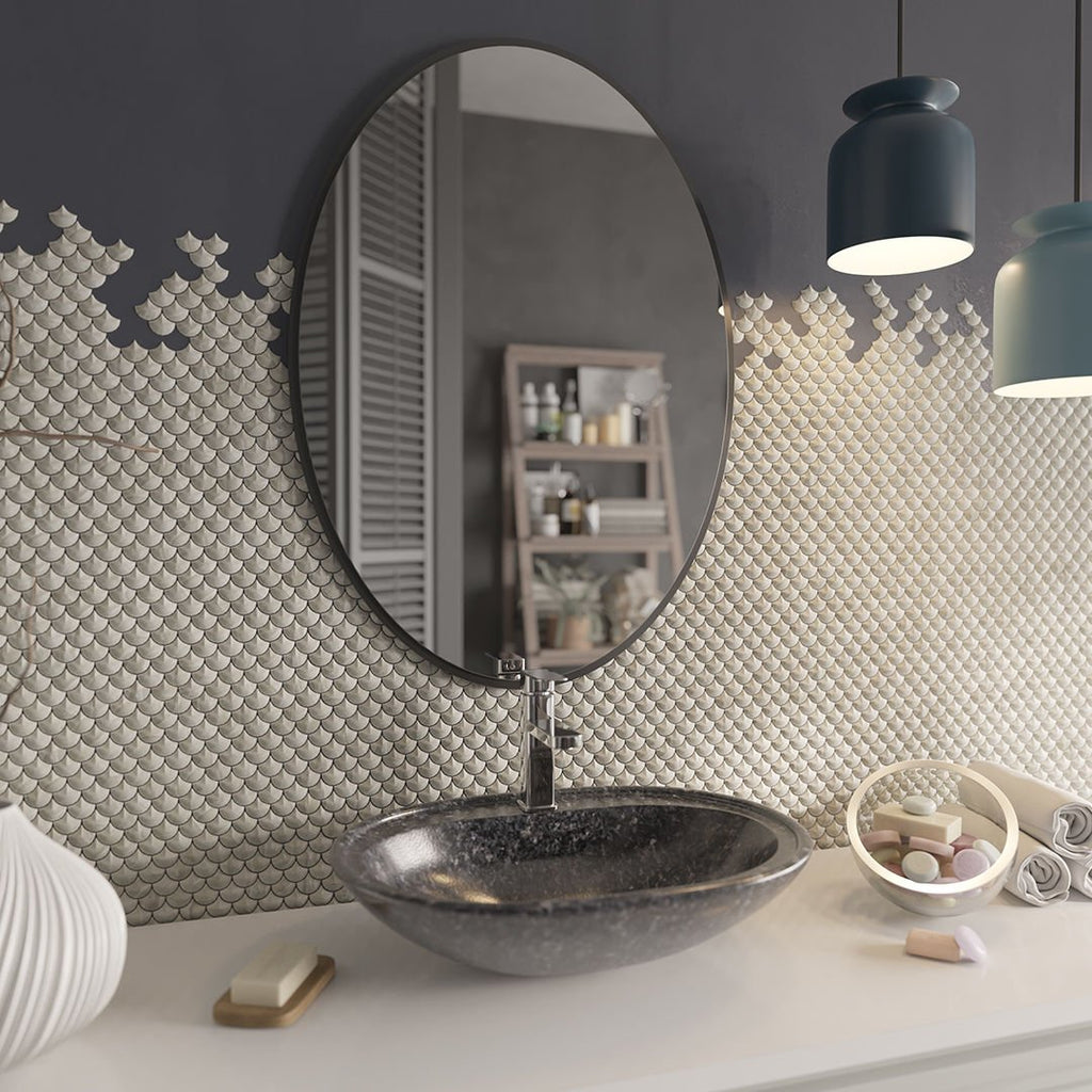 Modern Oval Wall Mirror – Thin Black Frame | Minimalist Design