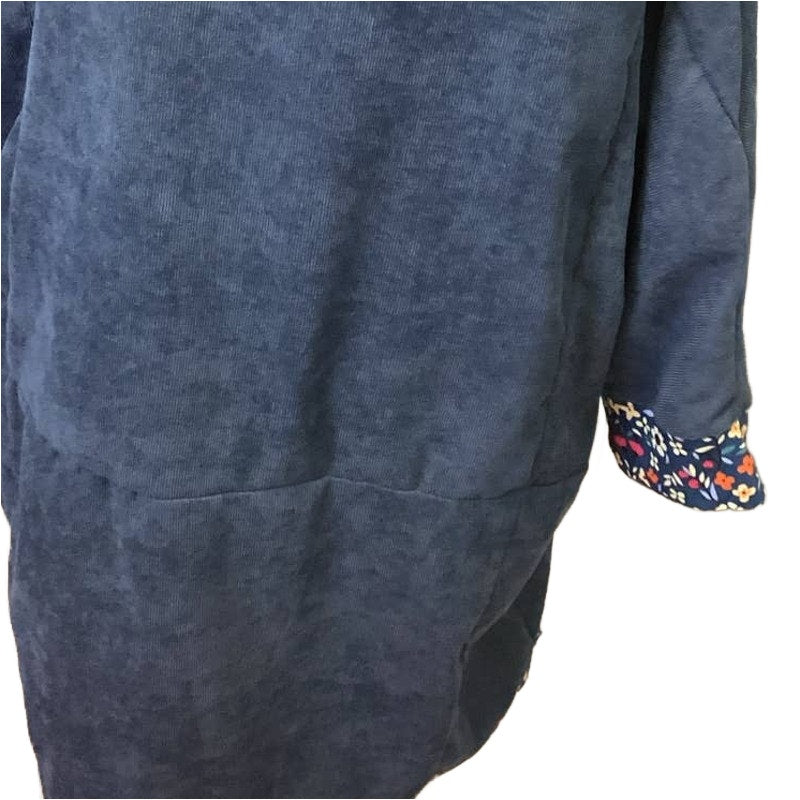 Cute Womens Plus Size 2X Long Sleeve Lightweight Corduroy Floral Midi Dress