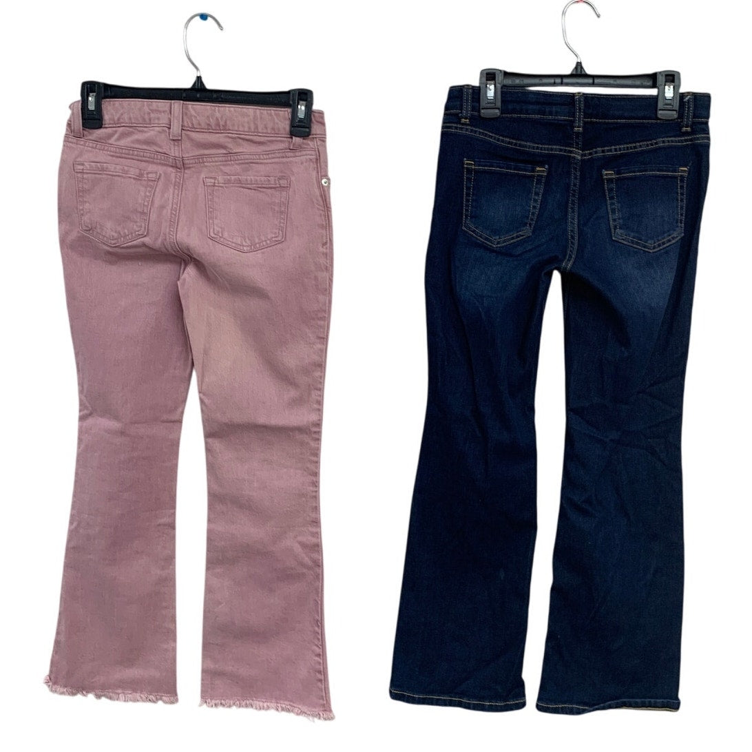 2 Cat & Jack Girls Size 10 Stretch Flare Boot Cut Adjustable Waist Denim Jeans