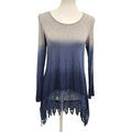Vintage Havana Womens Medium Rayon Spandex Ombre Dyed Long Sleeve Lace Hem Shirt