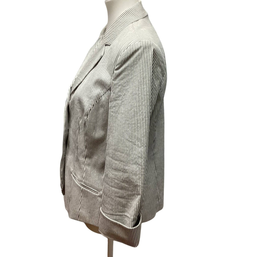 Dress Barn Medium Pin Stripe Cotton Blend Long Sleeve 3 Button Blazer Jacket