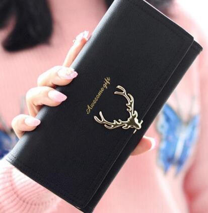 The Festive Fawn: RFID-Blocking PU Leather Wallet with Christmas Deer Design