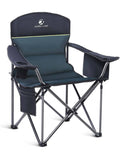 ALPHA CAMP Oversized Heavy Duty Lawn Chair with Cooler Bag Support 450 LBS Steel Frame Camping Folding Collapsible Padded Quad Lumbar Back Arm Chair f
