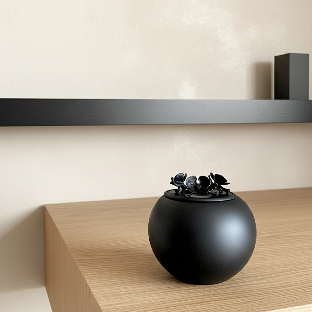 Orchid Urn for Loved ones [Keepsake Size] Handmade - NOIR