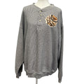 Hand Printed Upcycled Mens XL Woody Pine Cone Long Sleeve Waffled Henley Shirt