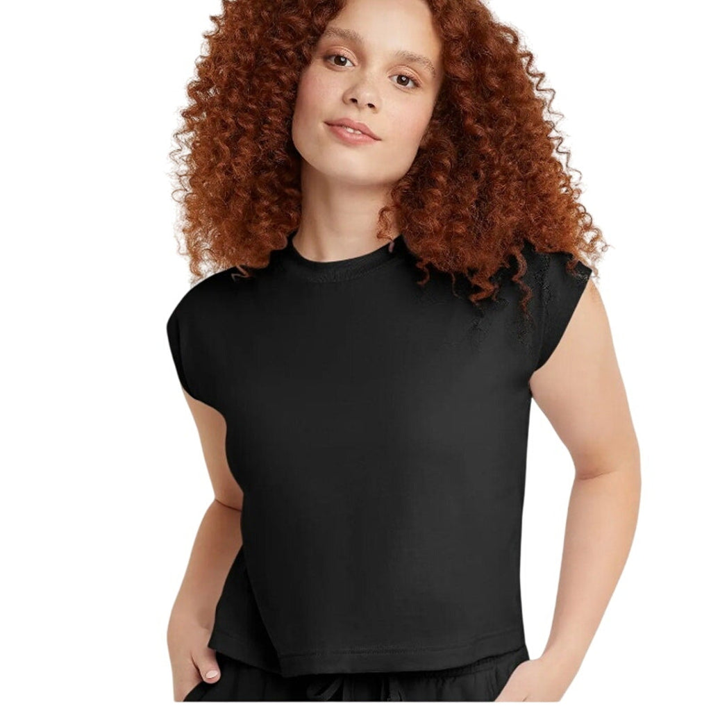New 5-Pack Hanes Womens Large Black Ringspun Cotton Cap Sleeve Muscle Tees