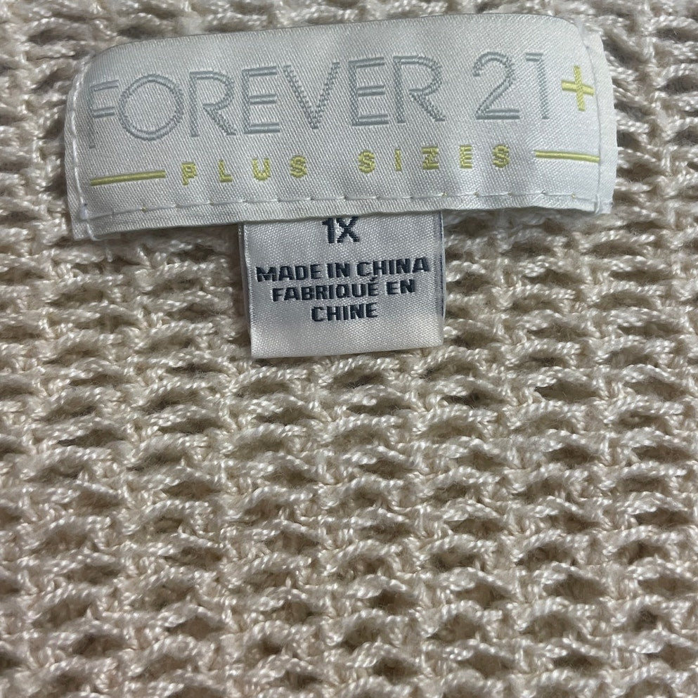 Forever 21 Womens 1X Long Sleeve Heart Pattern Knit Pullover Sweater