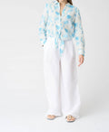 Flower Print Linen Blouse