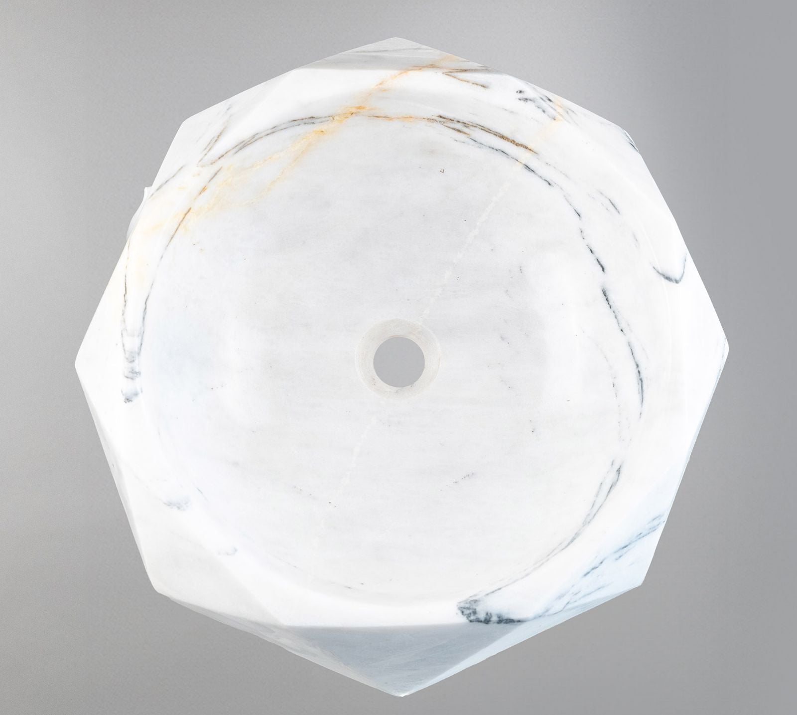 Modern Marble Vessel Sink | Geometric Bathroom Basin 16.5x16.5 USA | Luxury White Stone Sink