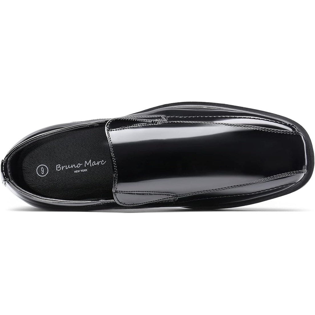 New Bruno Marc Mens Size 8 Shiny Black Square Toe Dress Loafers Formal Shoes