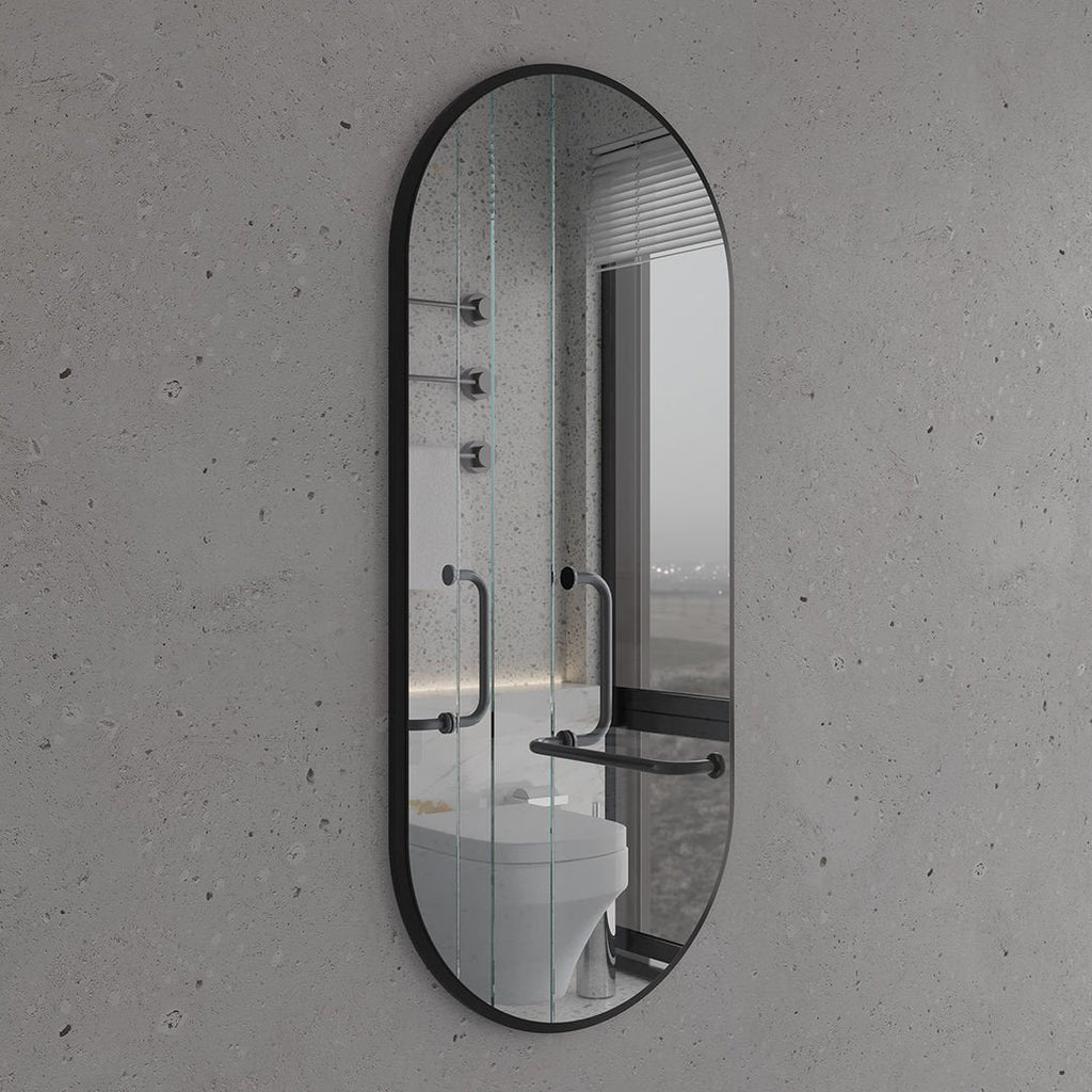 Modern Black Oval Mirror for Bathroom – Vertical Wall Mirror