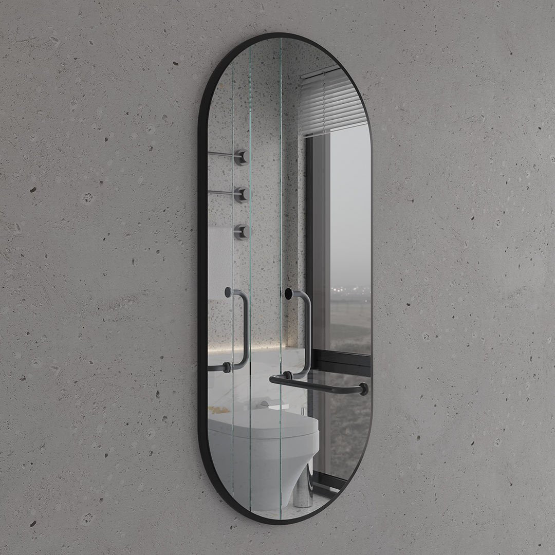 Modern Black Oval Mirror for Bathroom – Vertical Wall Mirror