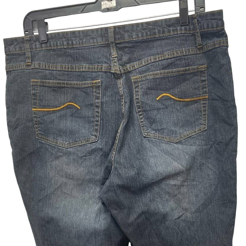 Zana-Di Womens Size 22S Short Ramie Cotton Blend Dark Wash Boot Cut Denim Jeans
