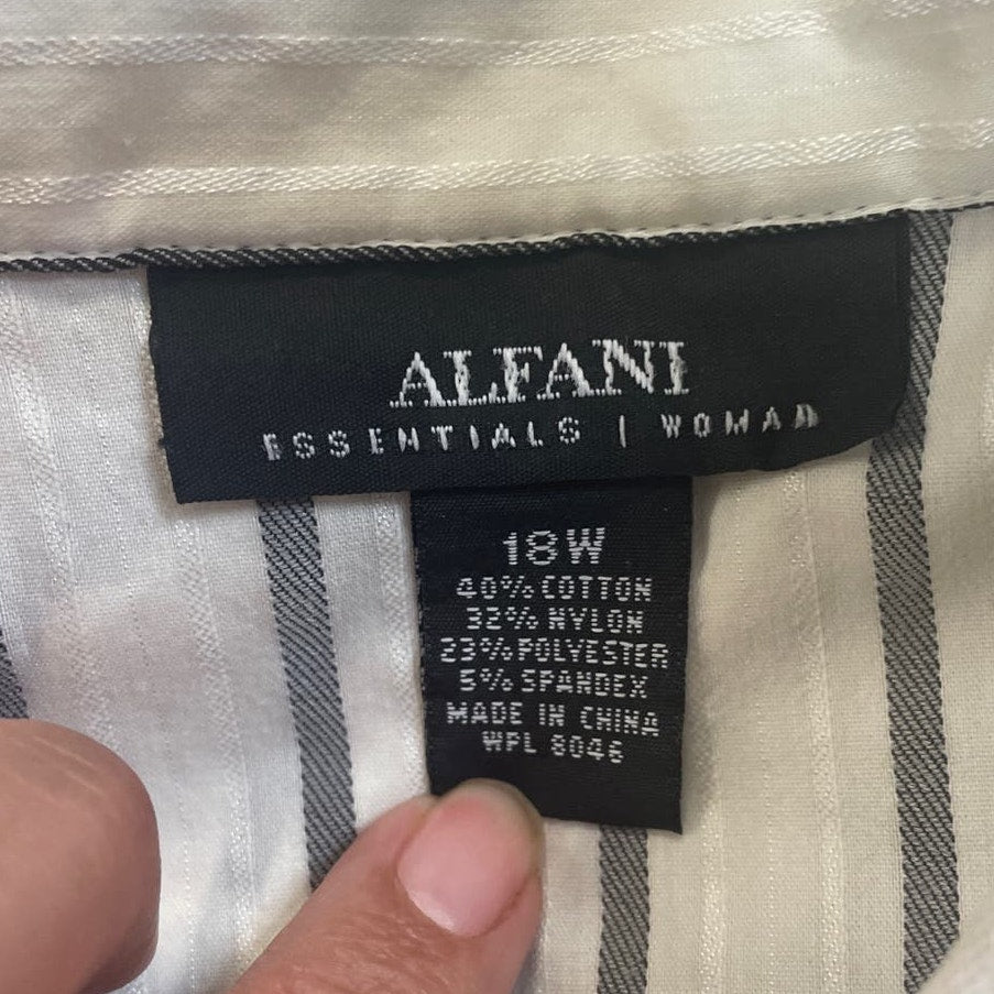Alfani Essentials Woman Plus Size 18W Long Sleeve Button Down Stretch Cotton Top