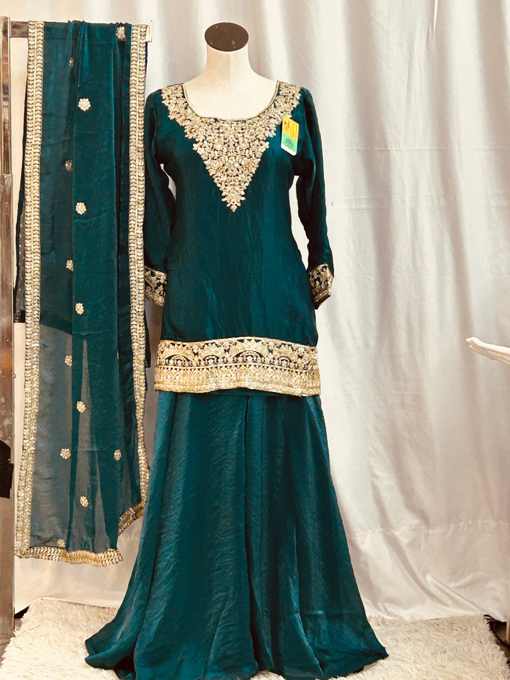 Party wear satin silk Sharara suit