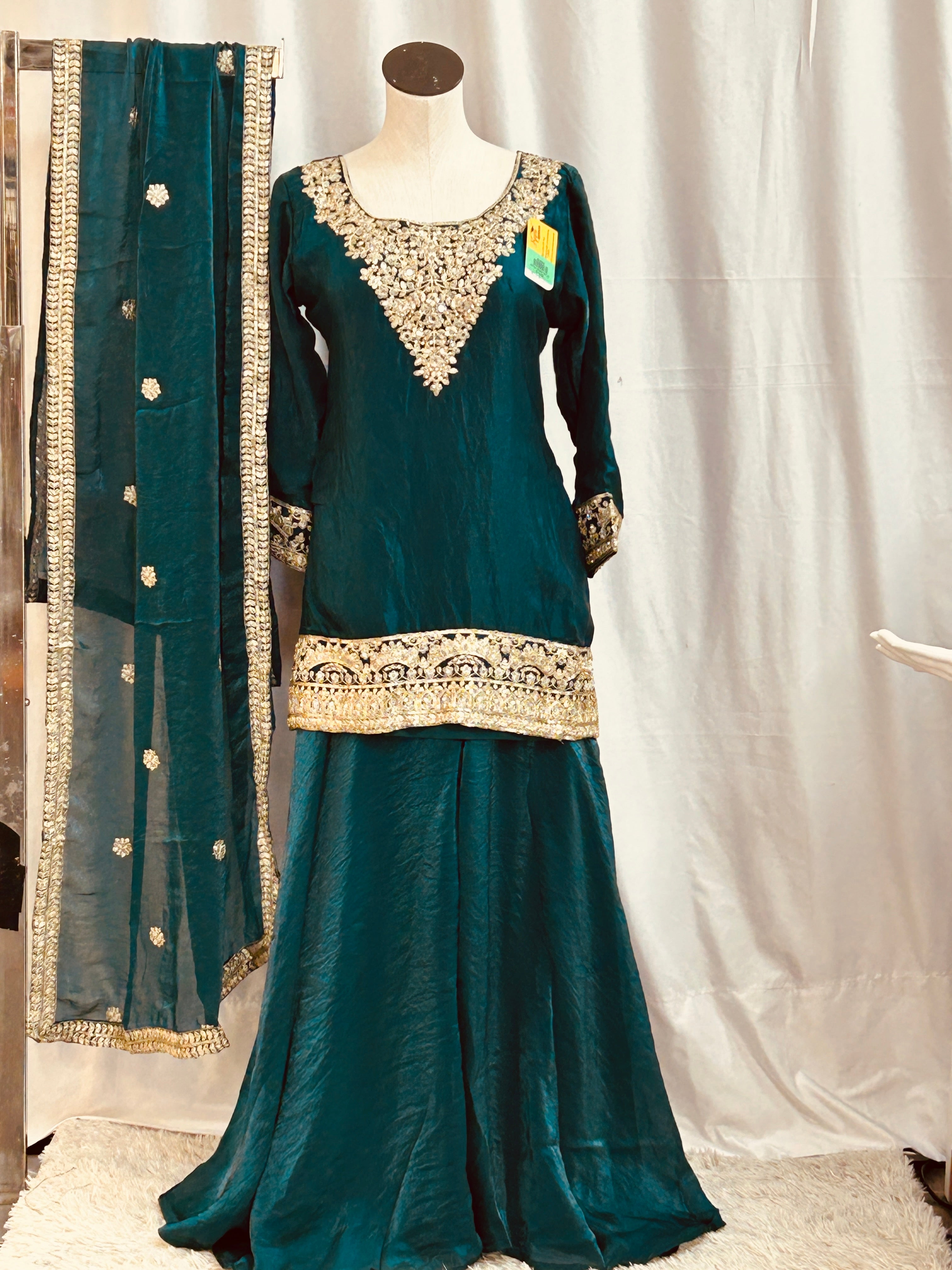 Party wear satin silk Sharara suit