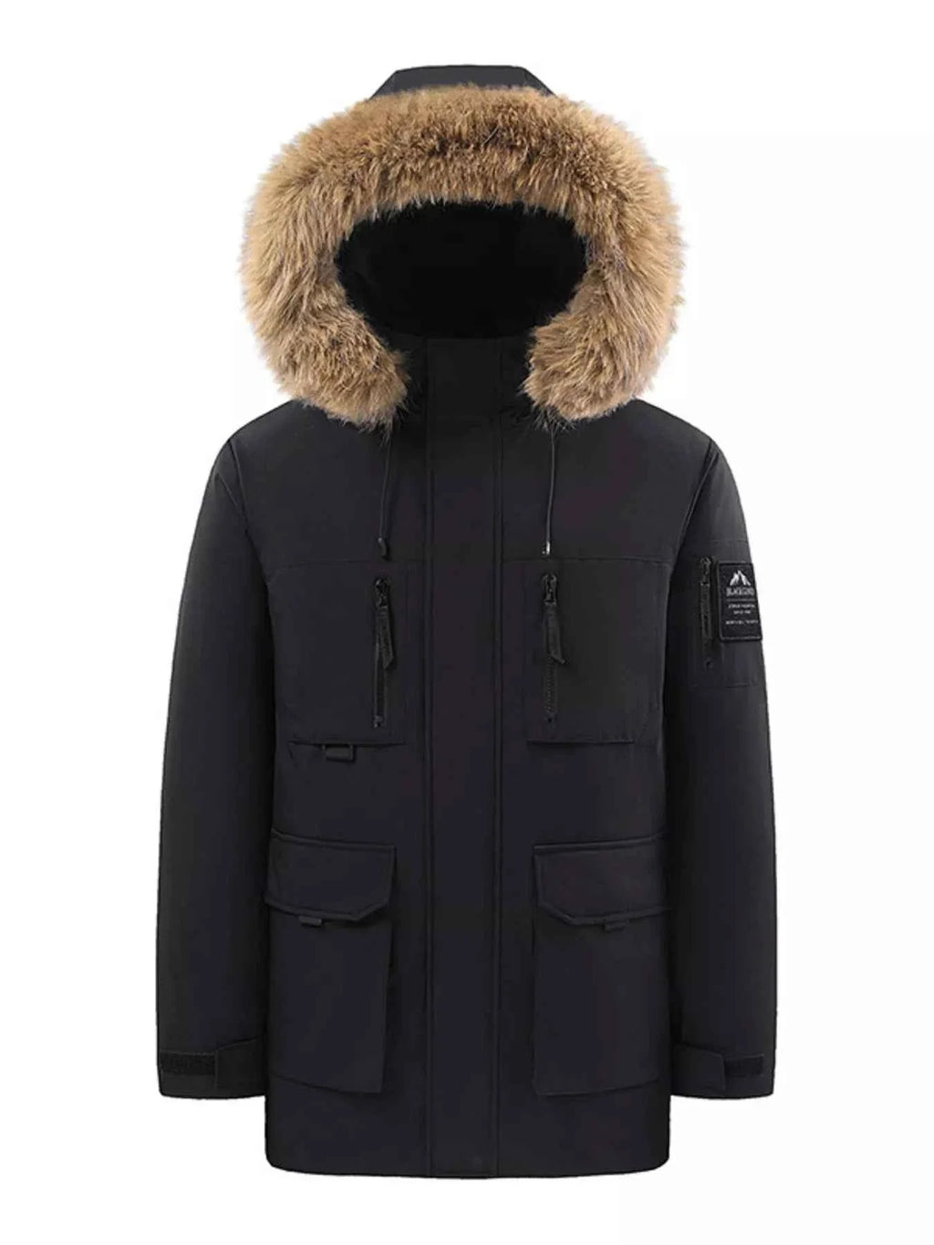 Men's Full Size Fur Hooded Winter Parka Coat Plus Size