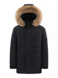 Men's Full Size Fur Hooded Winter Parka Coat Plus Size