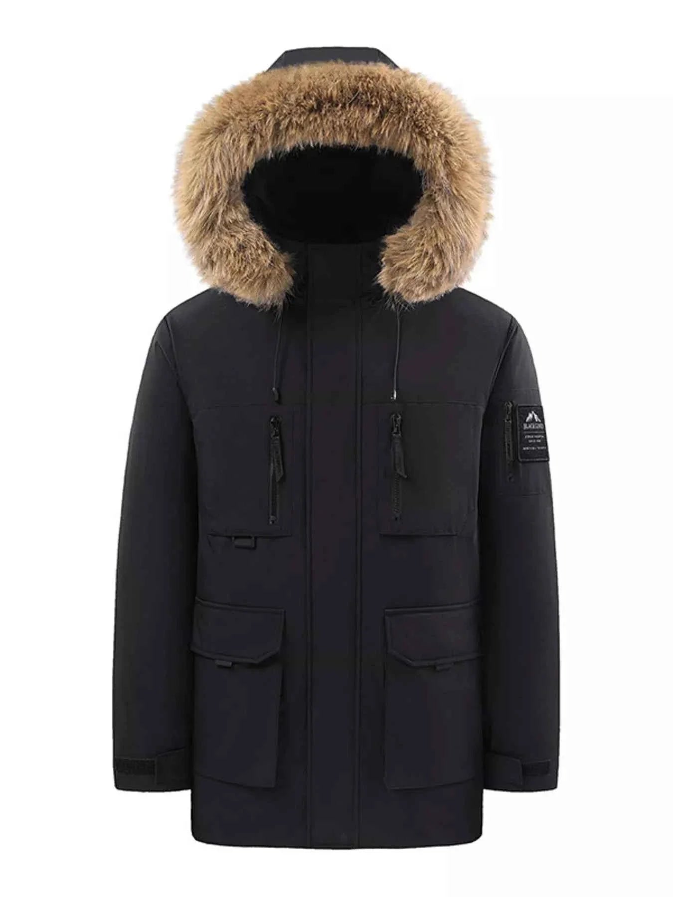 Men's Full Size Fur Hooded Winter Parka Coat Plus Size