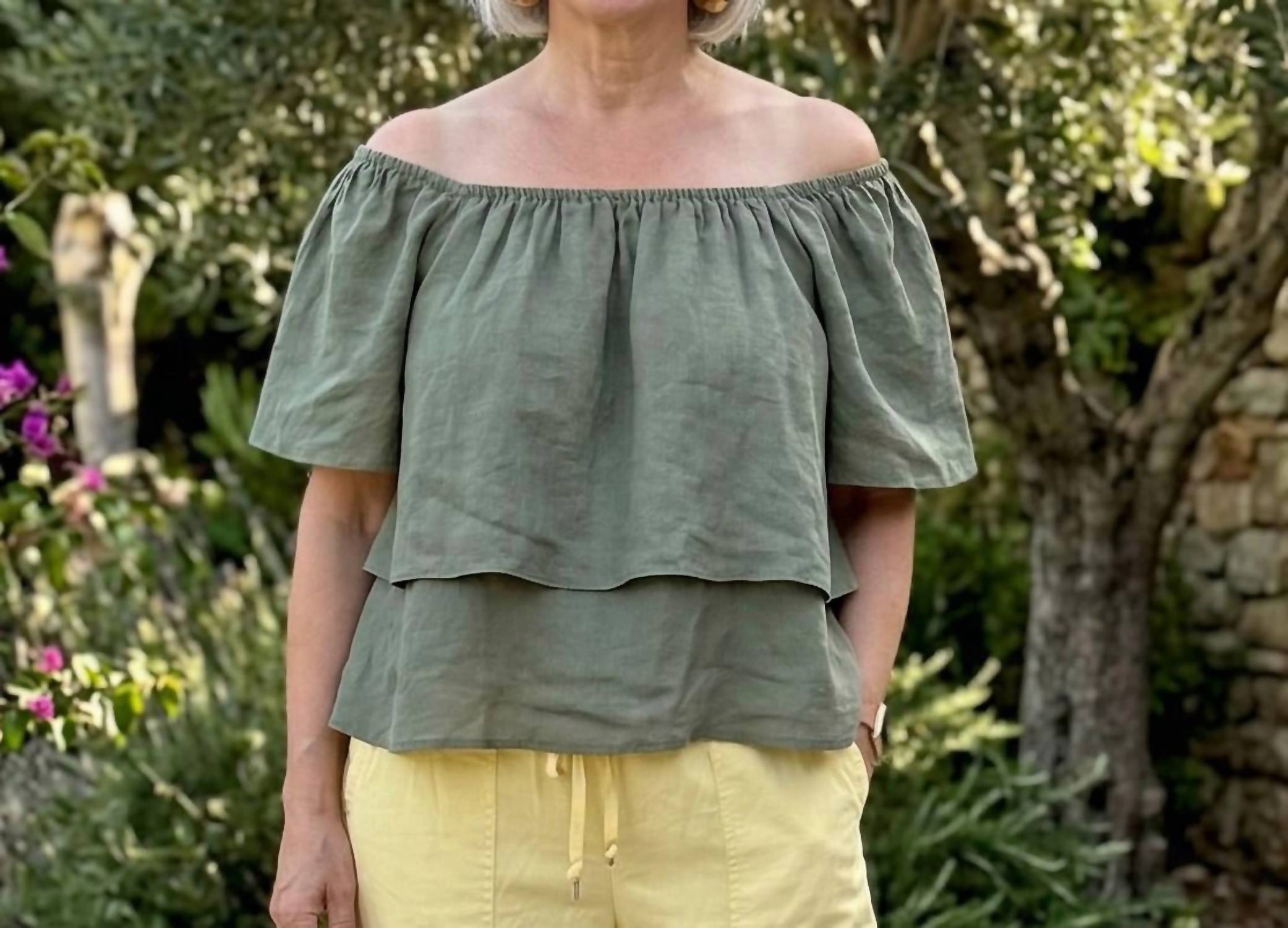 Flowy Off The Shoulder Linen Top