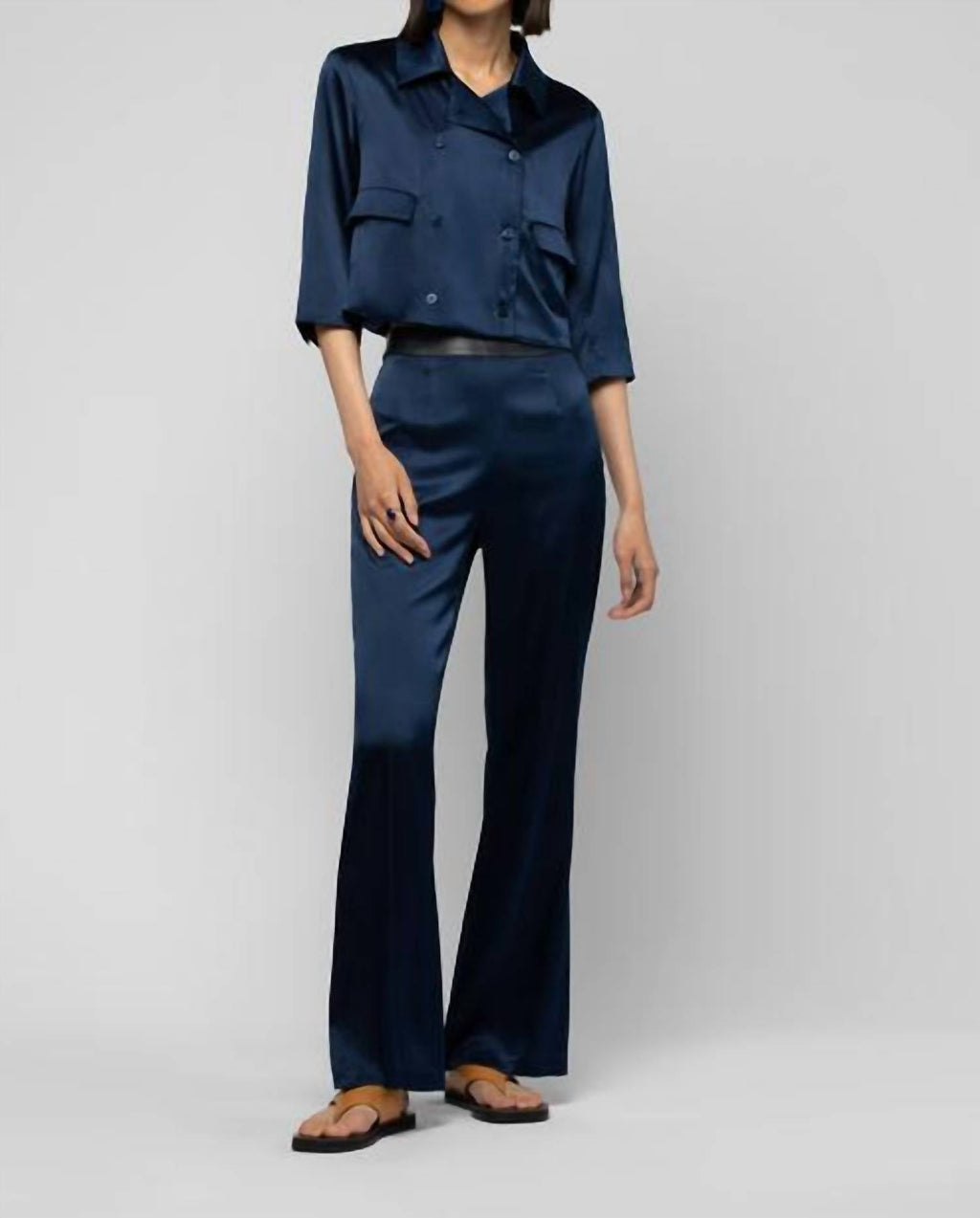 Balicia Silk Pant With Leather Detail