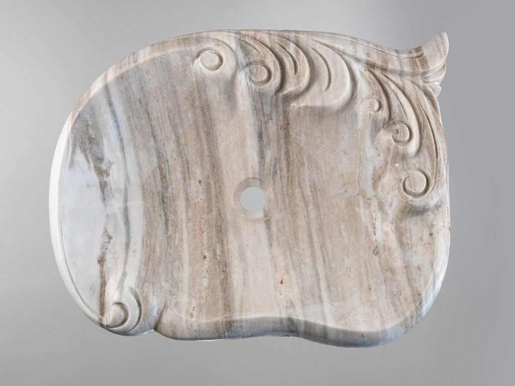Marble Sink – Luxury Stone Sink Bathroom Basin (45x55x15 cm), Handcrafted Natural Marble Vanity Bowl