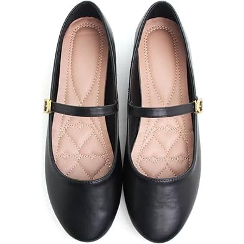 Stunner Womens Size 7 Black Mary Jane Ballet Flats Round Toe Ankle Strap Shoes