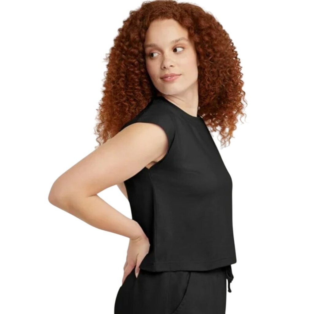 New 5-Pack Hanes Womens Medium Black Ringspun Cotton Cap Sleeve Muscle Tees