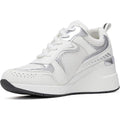 Cestfini Womens Size 9 White Lace Up Silver Accent Wedge Heel Sneaker Shoes