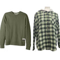 New Champion Unisex Medium Green Pullover Sweatshirt Bonus Plaid Flannel Hoodie