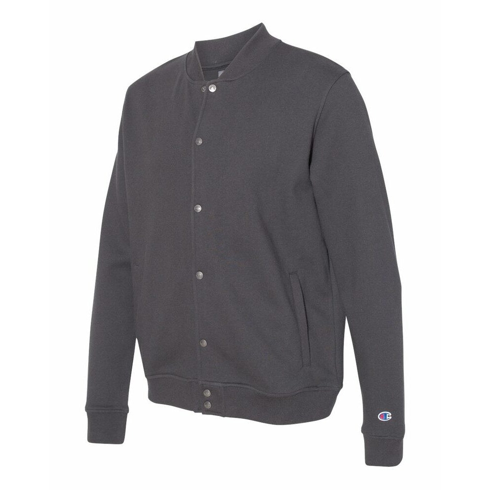 New Champion Mens 3XL Charcoal Gray Snap Up PolyCotton Athletic Bomber Jacket