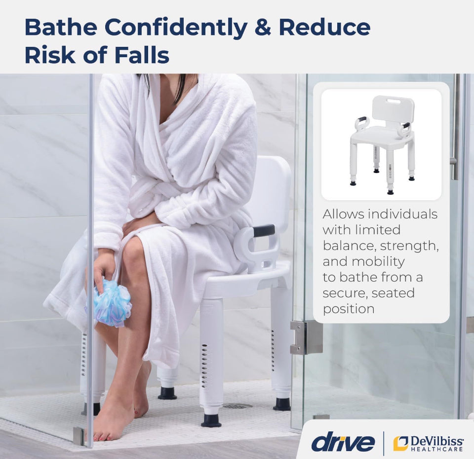 Drive Medical RTL12505 Shower Chair with Back and Arms
