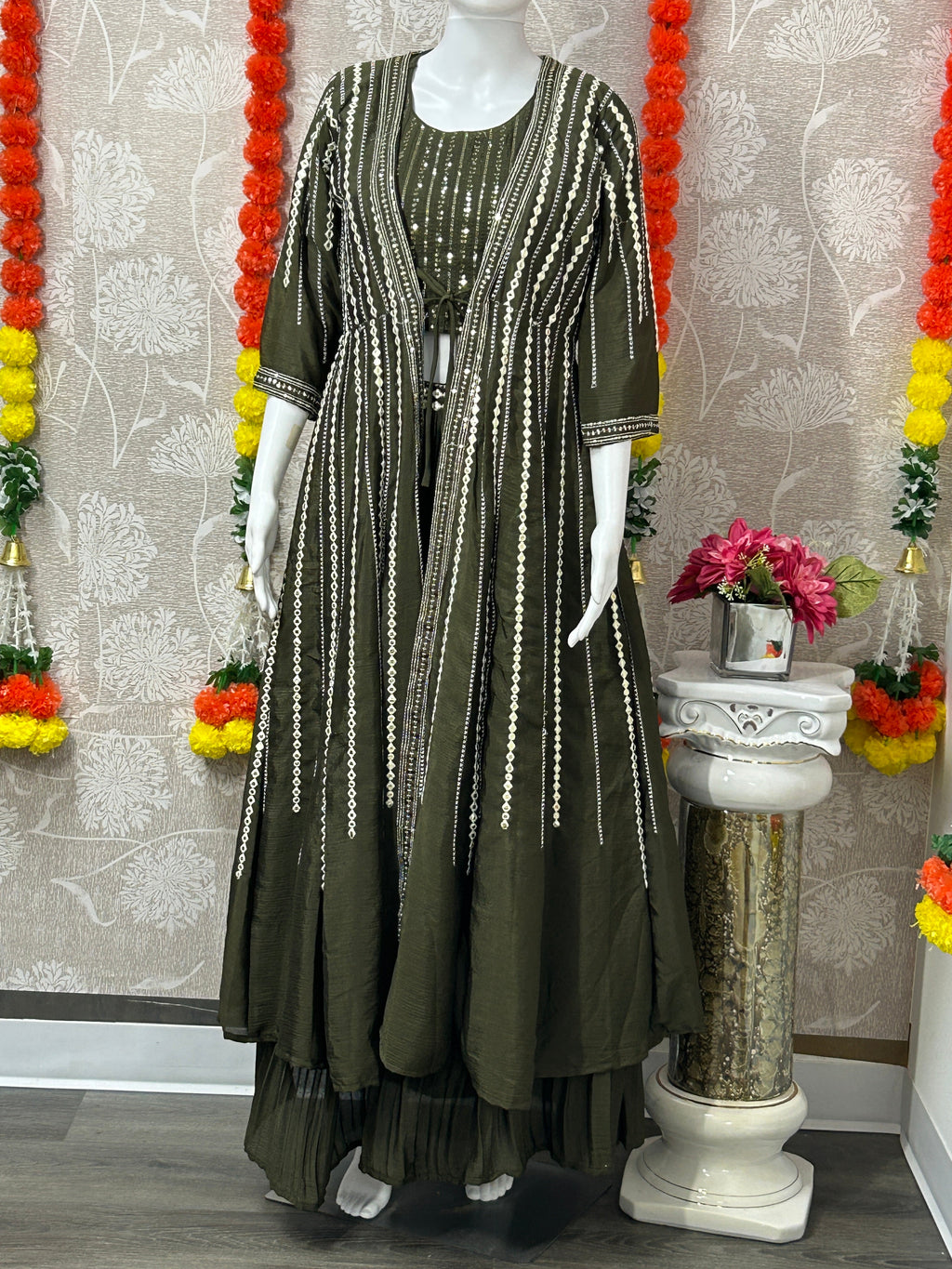Party wear lehenga set with long jacket
